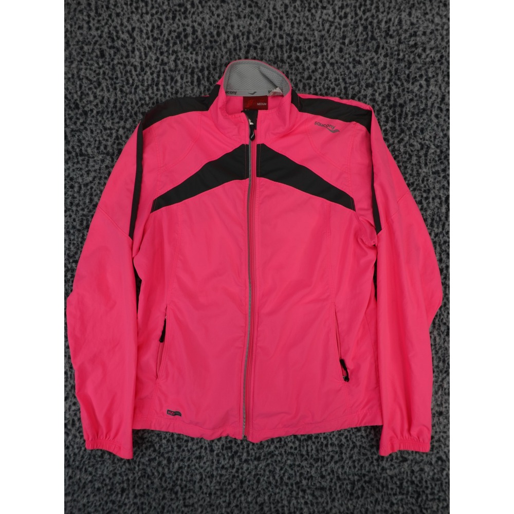 Saucony ViziPro Running‎ Jacket Womens Medium Pink Neon High Vis Windbreaker